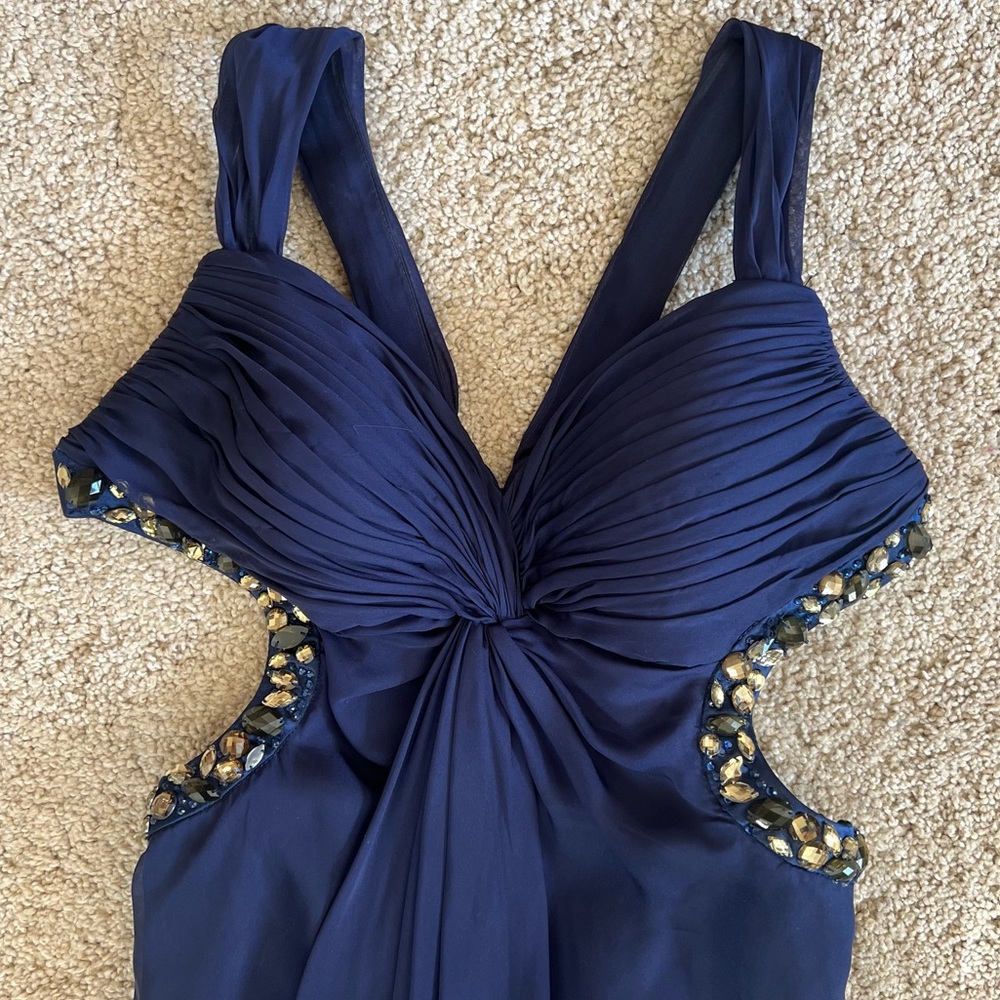La Femme Beaded Rhinestone Gown